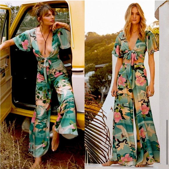 Spell Other - New spell nightingale crop top M & wide pants set S